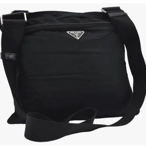 Authentic Prada Nylon Tessuto Leather Shoulder Crossbody Bag